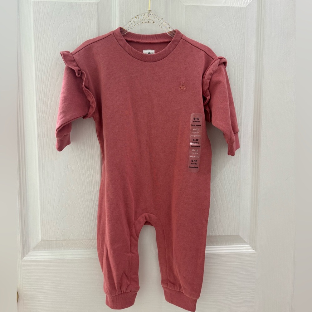 GAP Baby Girl Ruffle Fleece One-piece Outfit 6-12M